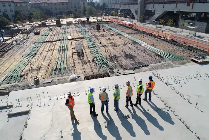 Civil engineering students on site