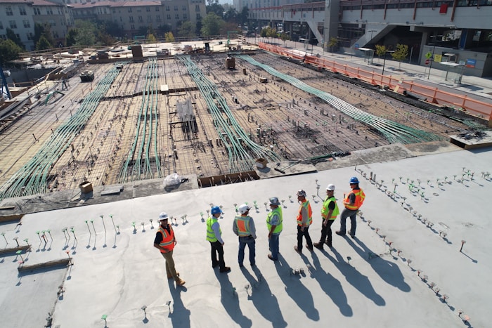 Civil engineering students on site